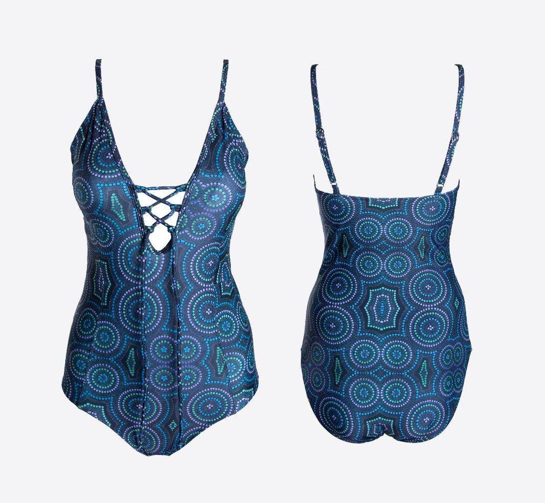 Liquid Harmony Women's Lace Up One Piece Swimsuit